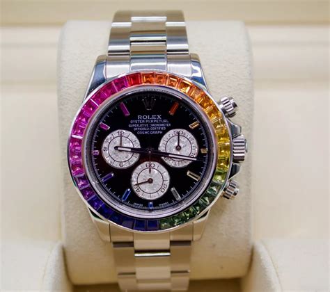 rolex rainbow clone|rolex with rainbow bezel.